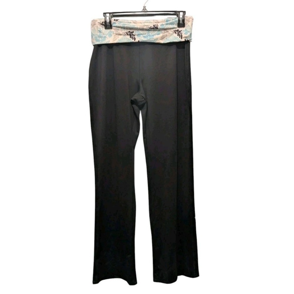 Vintage Black Womens‎ YK2 Fold Over Yoga Flare Pants Medium Dress Lounge Secret
